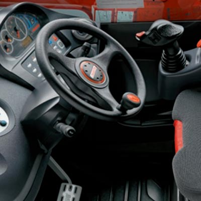 Picture showing the interior of a Manitou MT Truck